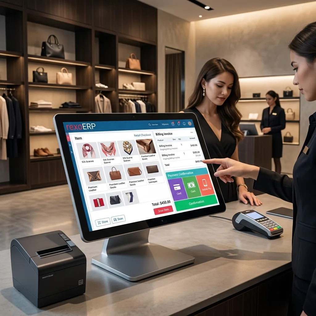 RexoERP Point of Sale Software Dashboard Interface Mockup