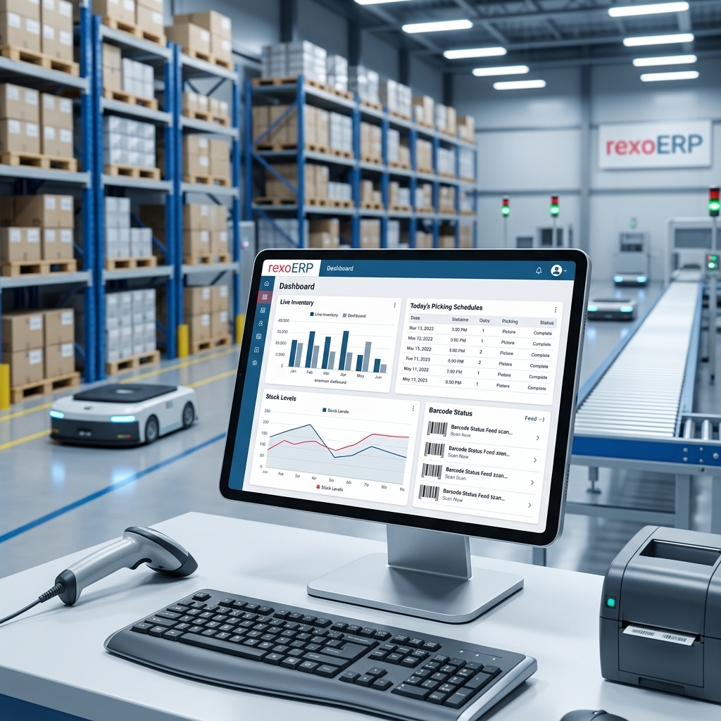 RexoERP Warehouse Management System Interface Mockup
