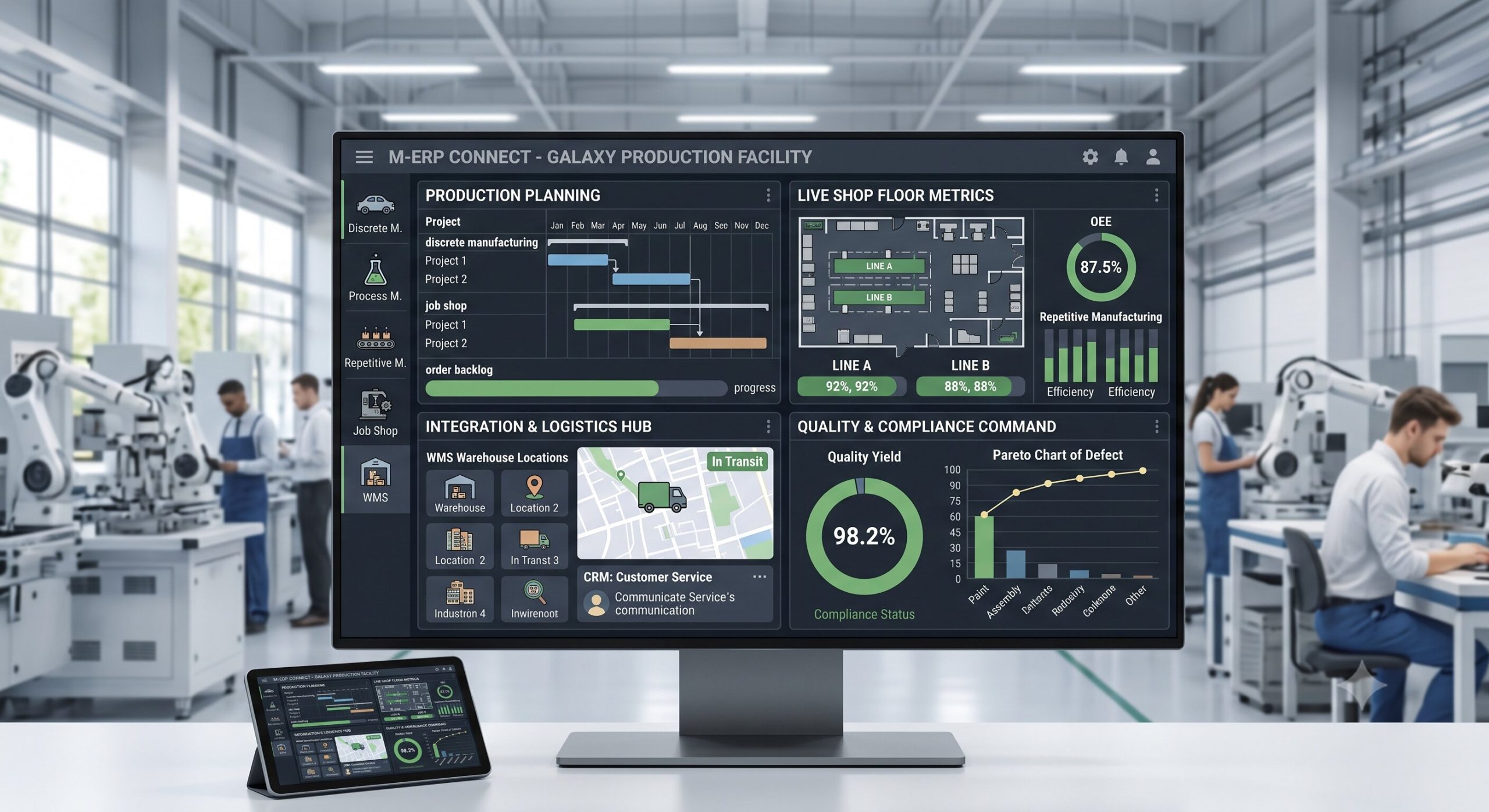Manufacturing ERP software dashboard interface